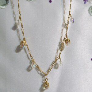 Vintage Avon Faceted Clear Crystals on Figaro Chain Goldtone Really Pretty